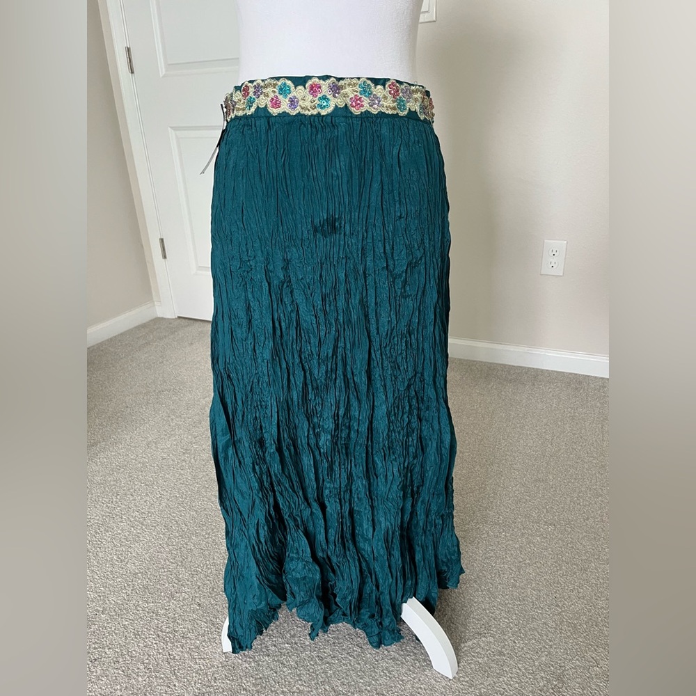 NWT Chaudry Teal Embellished Maxi Skirt Size Medium